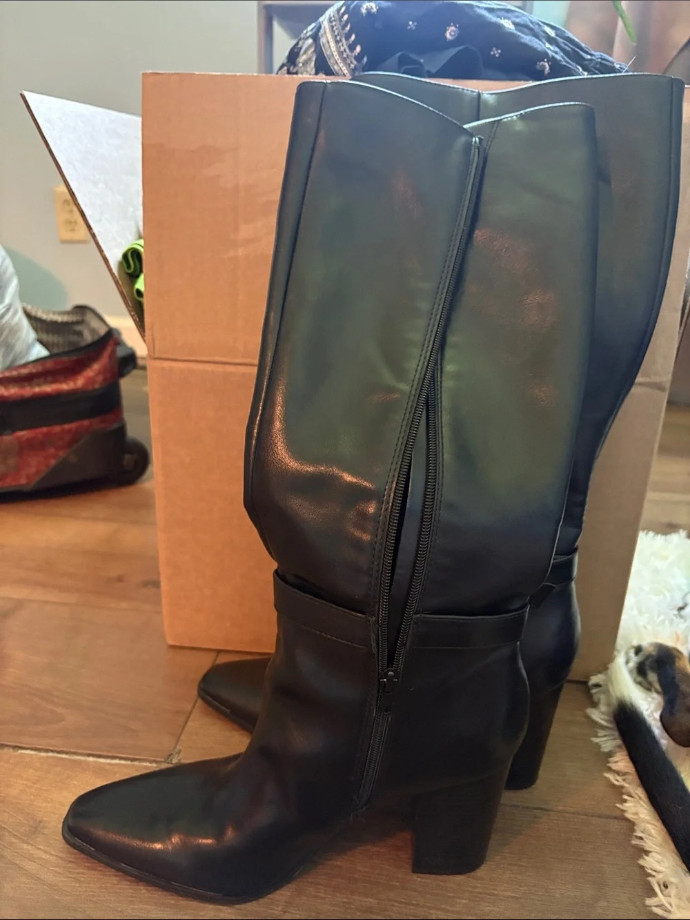 Unisa Black Knee High Block Heel Boots